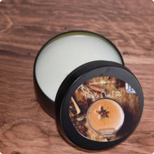 Load image into Gallery viewer, Matte black tin candle with warm spice and vanilla notes