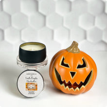 Load image into Gallery viewer, Travel-size candle with pumpkin spice and marshmallow notes