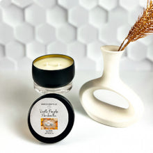 Load image into Gallery viewer, Matte black tin candle with creamy fall fragrance