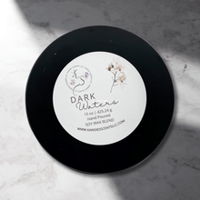 Load image into Gallery viewer, Soy wax blend candle in tin with dark musk and ozone