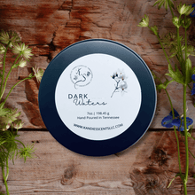 Load image into Gallery viewer, Soy wax blend candle in tin with dark musk and ozone