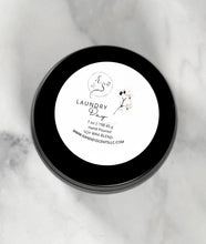 Load image into Gallery viewer, Laundry Day soy wax candle tin with fresh cotton and white musk scent