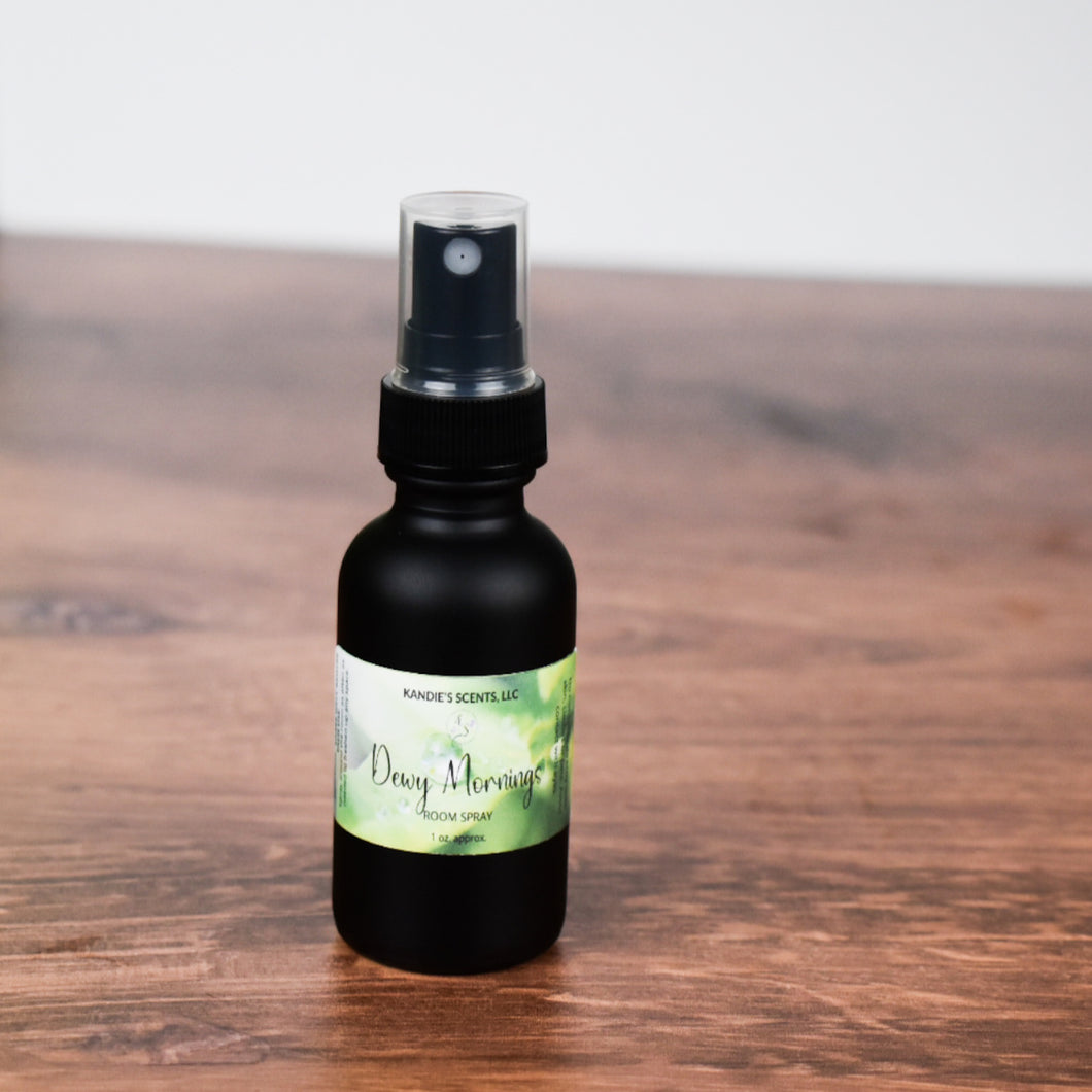 Dewy Mornings room spray bottle with cucumber and melon scent