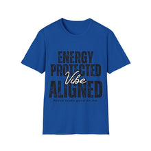 Load image into Gallery viewer, Blue t-shirt with motivational text design on a white background
