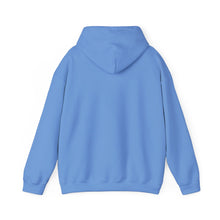 Load image into Gallery viewer, Blue hoodie shown from the back on a white background
