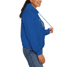 Load image into Gallery viewer, Person wearing a blue hoodie on a white background
