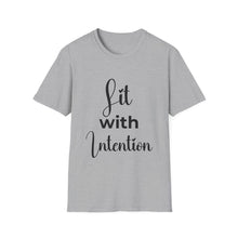 Load image into Gallery viewer, Gray t-shirt with 'Lit with Intention' text on a white background
