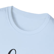 Load image into Gallery viewer, Light blue t-shirt with a black design on a white background
