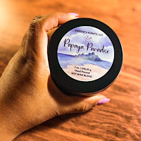 Load image into Gallery viewer, Matte black travel tin candle with fruity tropical fragrance
