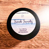Seaside Serenity candle tin with calming sea salt and jasmine scent