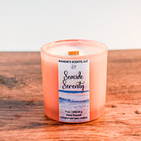 Seaside Serenity candle jar with sea salt, jasmine, and musk scent