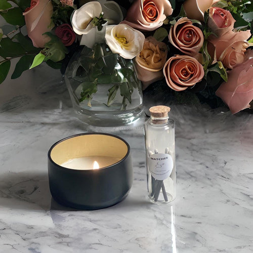 Black and white wood safety matches for candle lighting